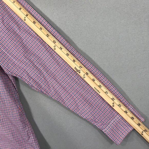 Gap Untucked Shirt Men's XL Red White Blue Check Button Down Long Sleeve Stretch - Picture 12 of 12
